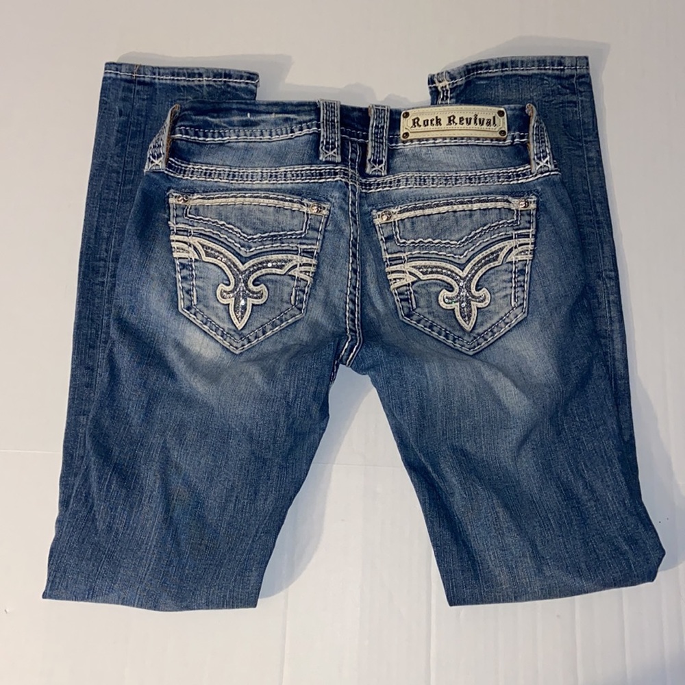 Rock Revival Liri Size 26 Straight Cut Blue Jeans